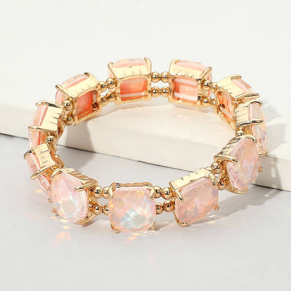 Sensibling Corp. - Wholesale Link & chain bracelet - Cushion Square Stone Stretch Evening Bracelet38