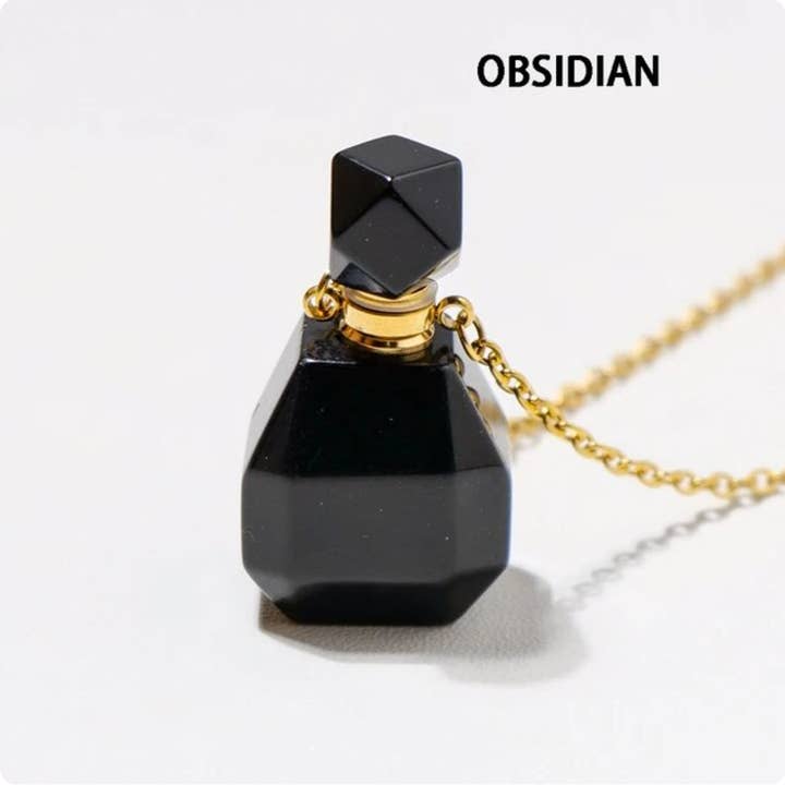 Crystolver - Wholesale Pendant/Charm Necklace - Gemstone Essential Oil Bottle Pendant Necklace