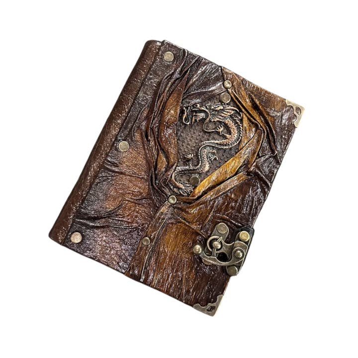 CRETE TRADING INC - Wholesale Journal/Diary - Handmade Leather Journal Belt Strap Dragon8