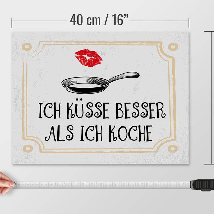 Femer - Wholesale Sign - Wooden sign saying Ich küsse besser als ich koche 40x30cm3