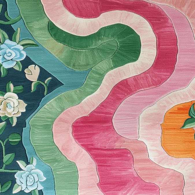 Maia Homes – Großhandel Teppichvorleger – Handgetufteter Teppich mit Blumenmuster und Wellenfront3