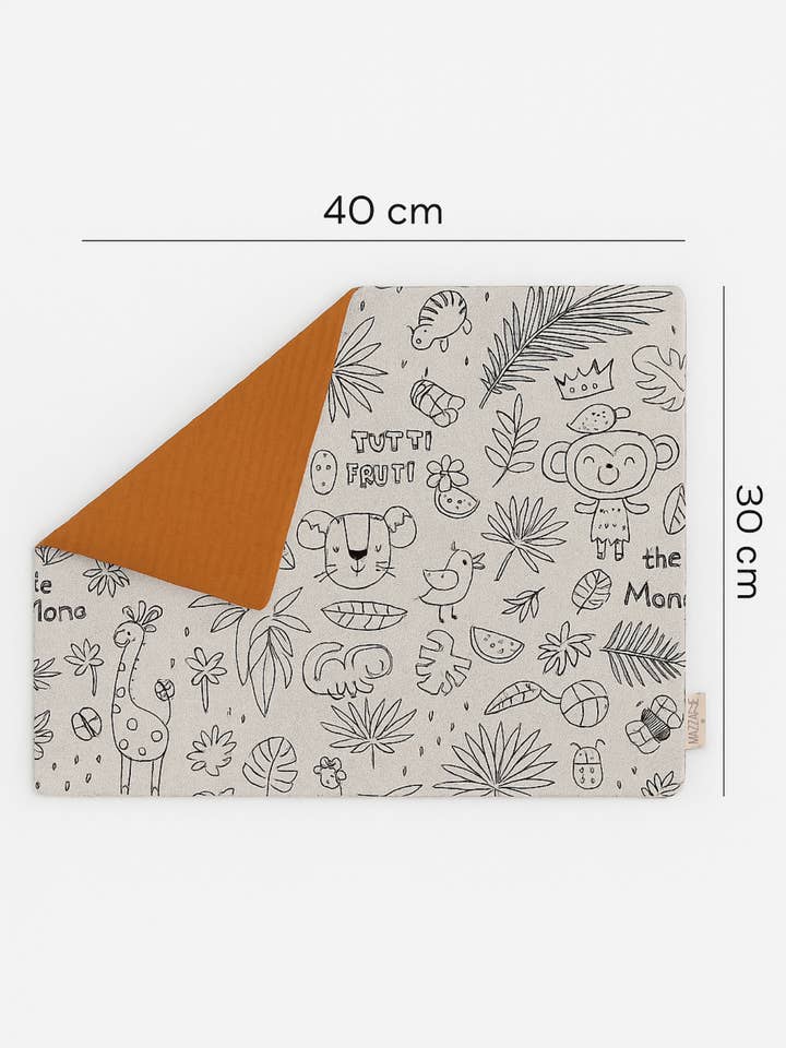 Vändbart barnbordstablettsset att färglägga, tvättbart och personligt anpassningsbart, med jungelmönster för wholesale av MAZZANNE