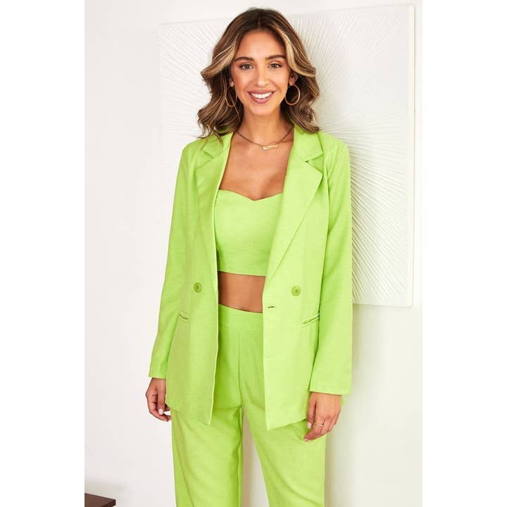 BOYFRIEND-BLAZER MET KNOOPSLUITING IN KEPERSTOF (13350) voor wholesale door VENTI6