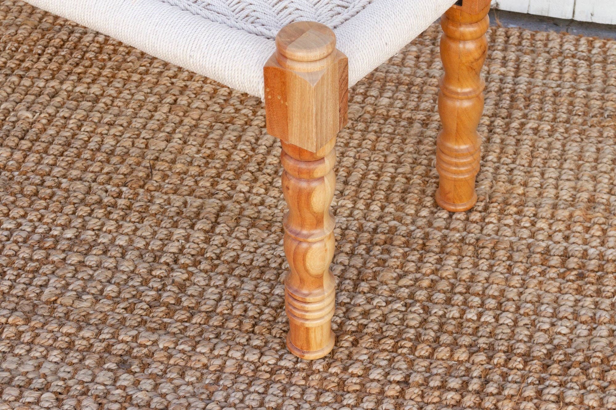 De-cor - Wholesale Bench - Bleached Wood Charpai Woven Top Bench2