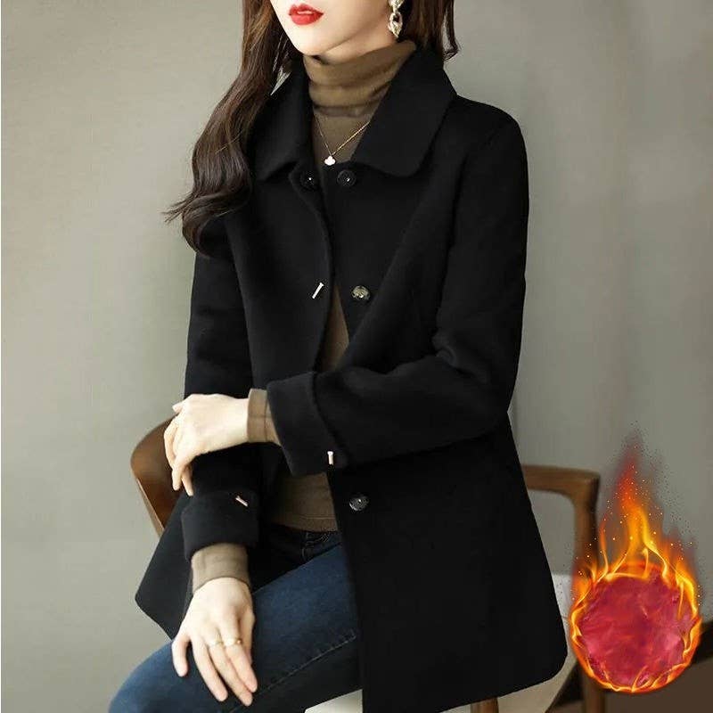 FurDecoration – wholesale Coat – Women’s – Casual Fashion Woolen Coat With Cotton Added0