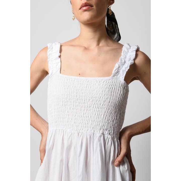 Abito lungo a punto smock per la vendita all'ingrosso da parte di Nuna Lie