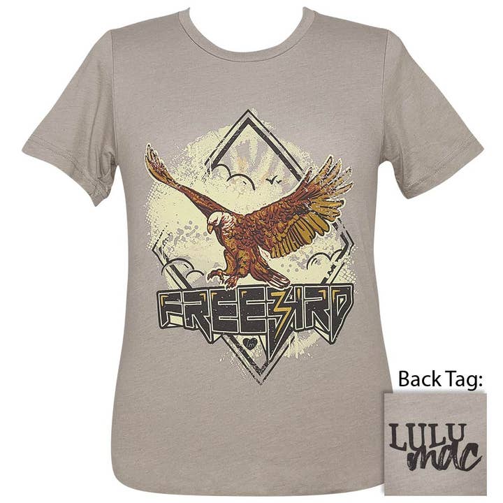 Girlie Girl Originals - Wholesale Screen Printed T-Shirt - Women's - Lulu Mac 89- Free Bird SS- Heather Stone