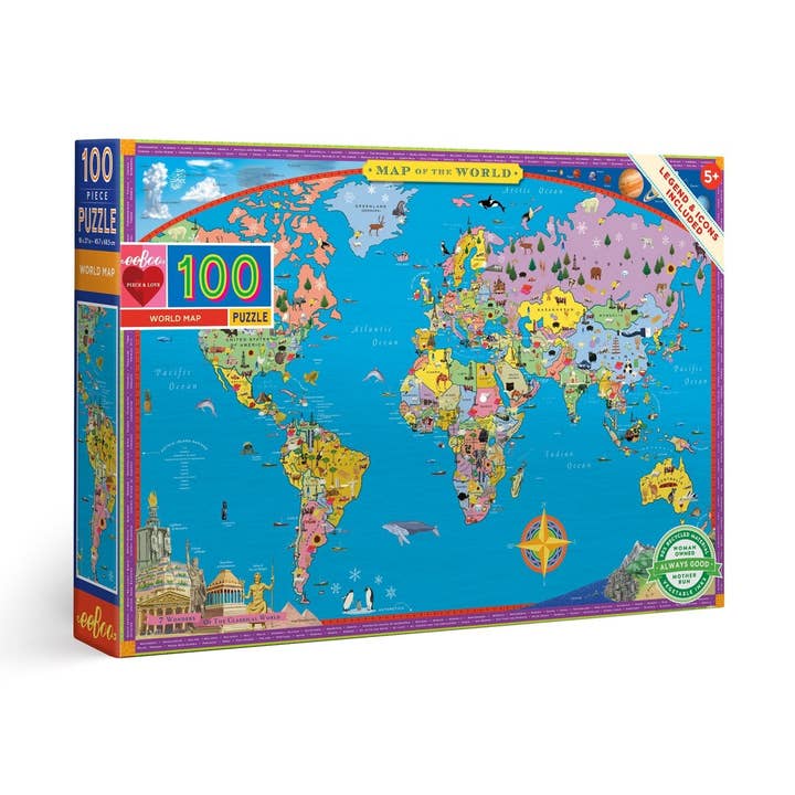eeBoo - Wholesale Puzzle - Kids - World Map 100 Piece Puzzle0