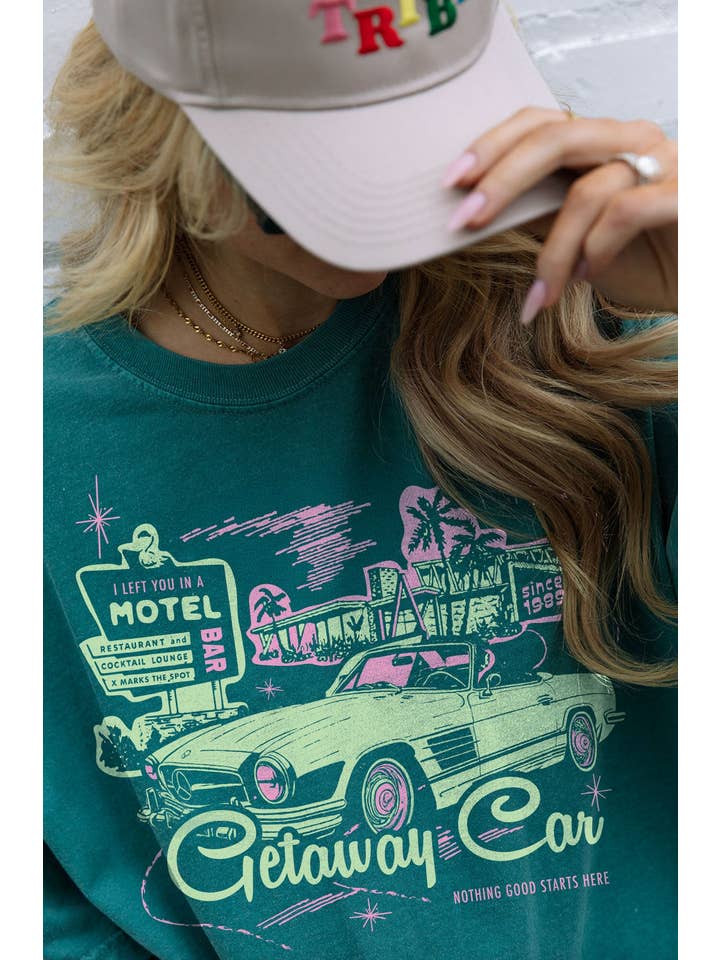 Girl Tribe Co - Wholesale Screen Printed T-Shirt - Women's - Getaway Car Motel Tee in Emerald