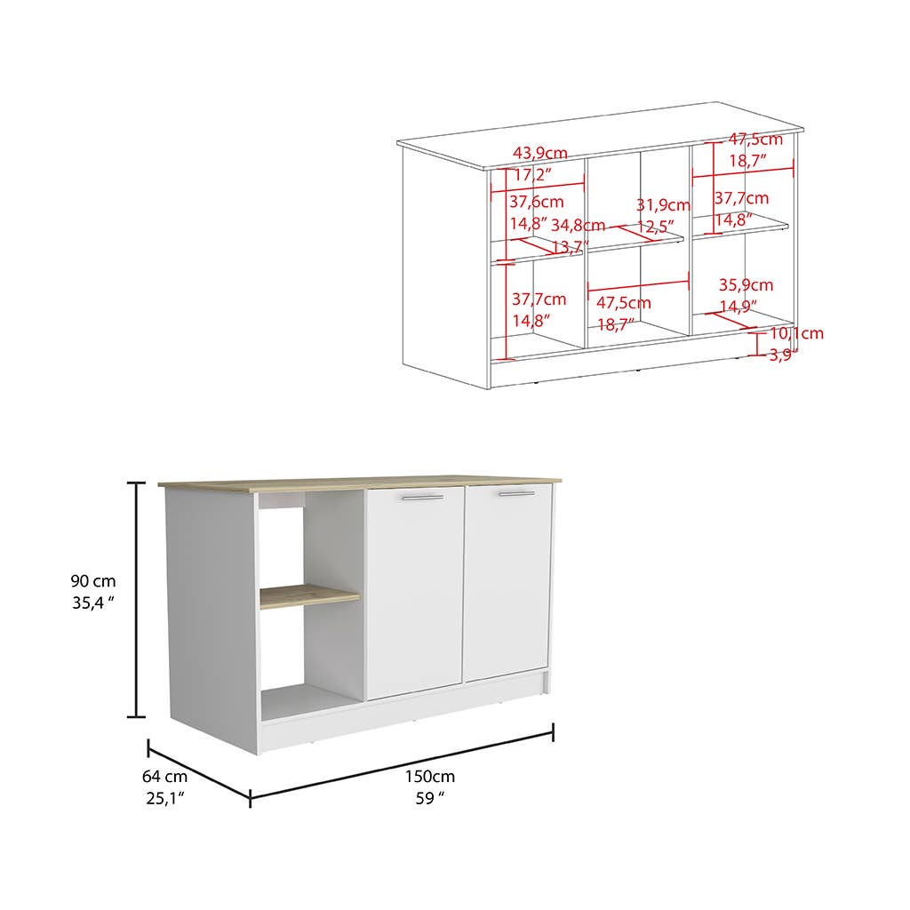 TUHOME FURNITURE - Vendita all'ingrosso Contenitori/Organizer da cucina - Isola da cucina Juniper8