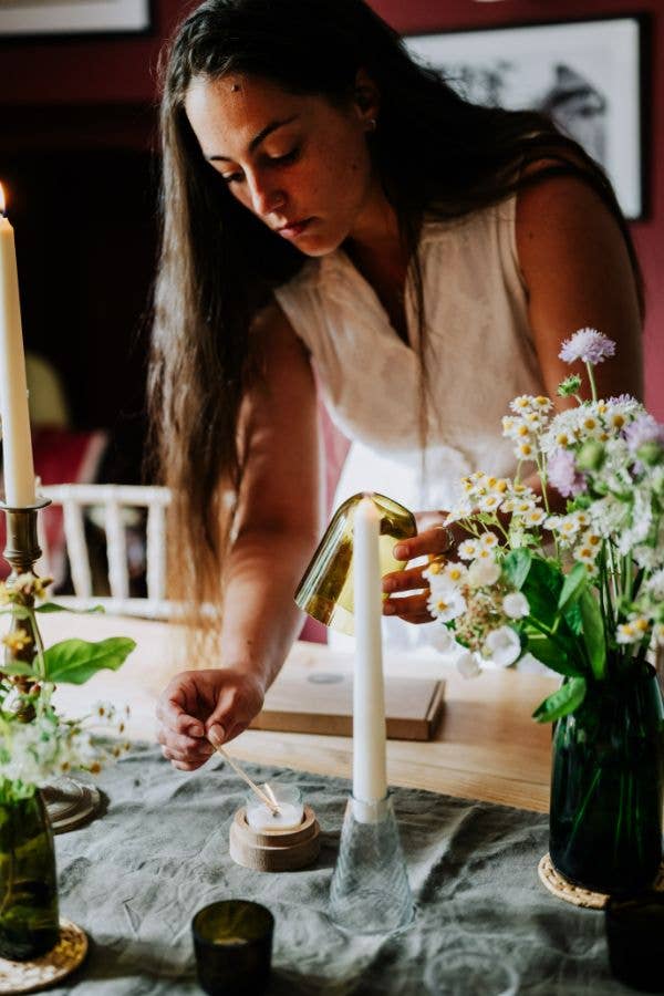 Old Green - Wholesale Candle Holder - Recycled Clear Glass Candlestick Holder2