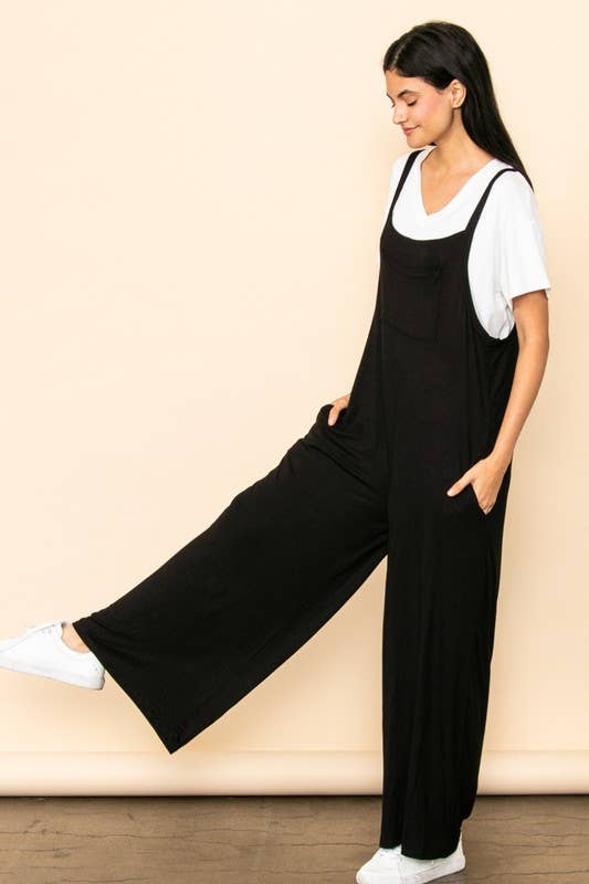 Elloh Collection - Wholesale Jumpsuit - Women's - Casual Comfy Wide Leg Overall Jumper w Bib and Side Pockets21