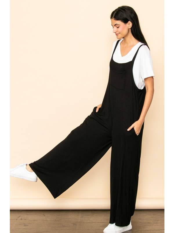 Elloh Collection - Wholesale Jumpsuit - Women's - Casual Comfy Wide Leg Overall Jumper w Bib and Side Pockets21