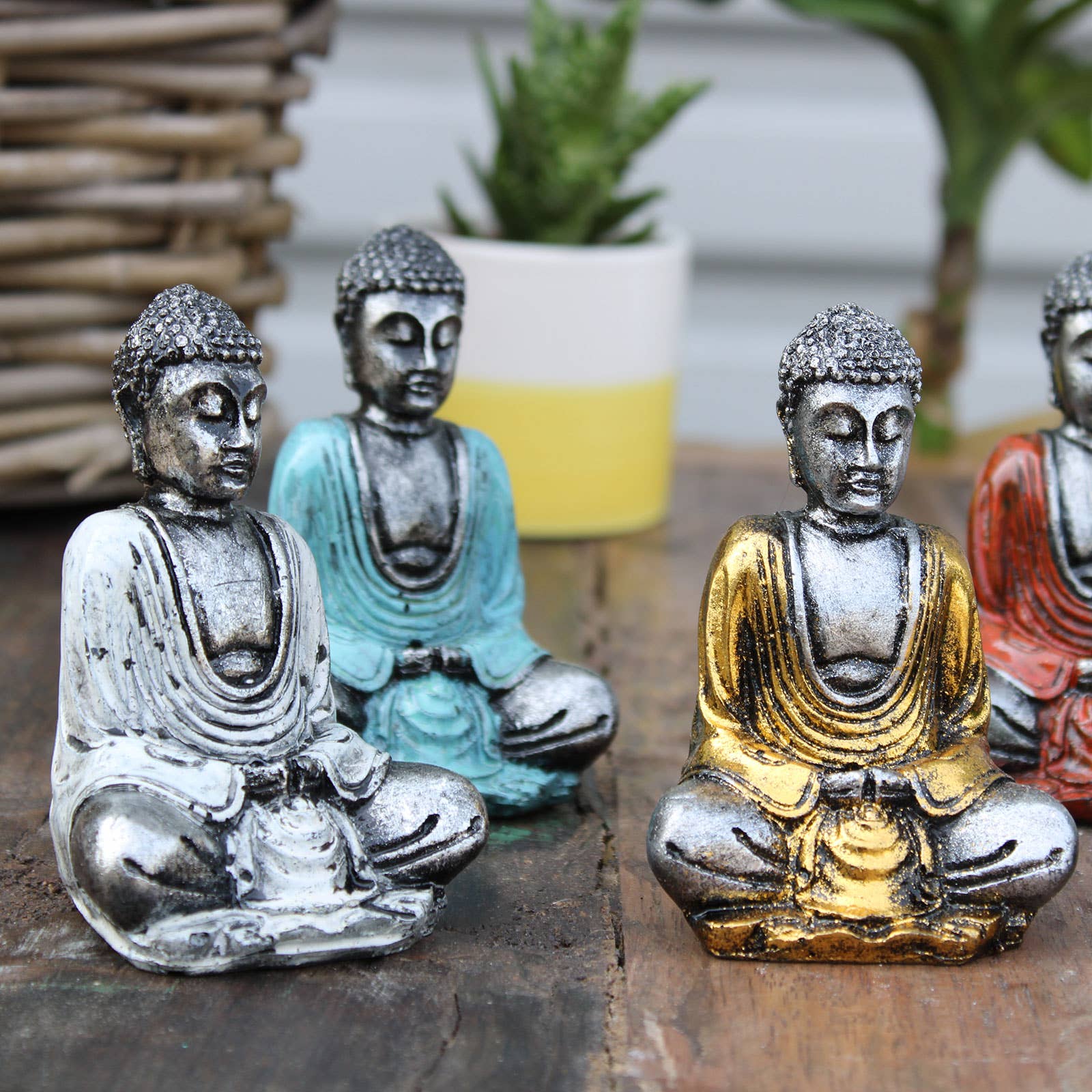 Ancient Wisdom – wholesale Decorative figurine – Silver Mini Buddha (Assorted Colours)2