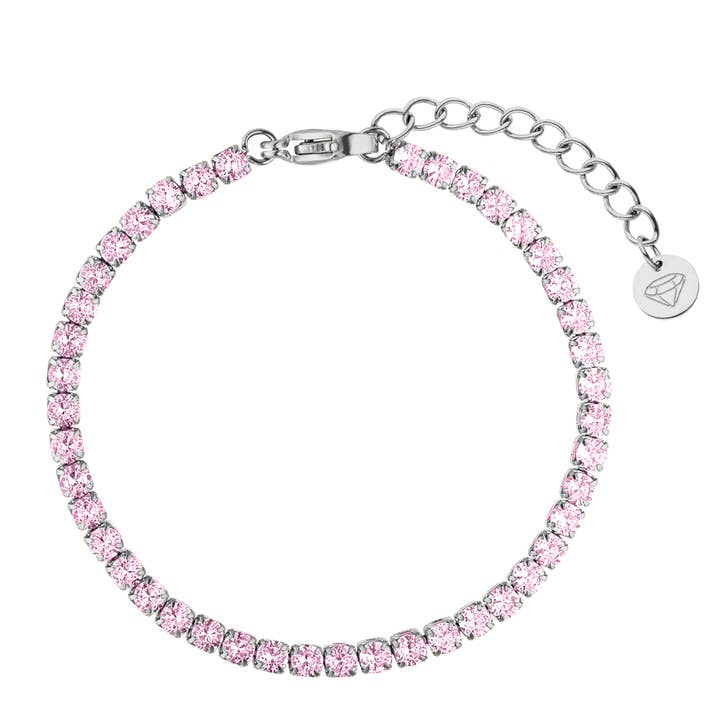 Schmuckgroßhandel - Wholesale Tennis Bracelet - Pink Tennis Bracelet | 18K Gold Plated3