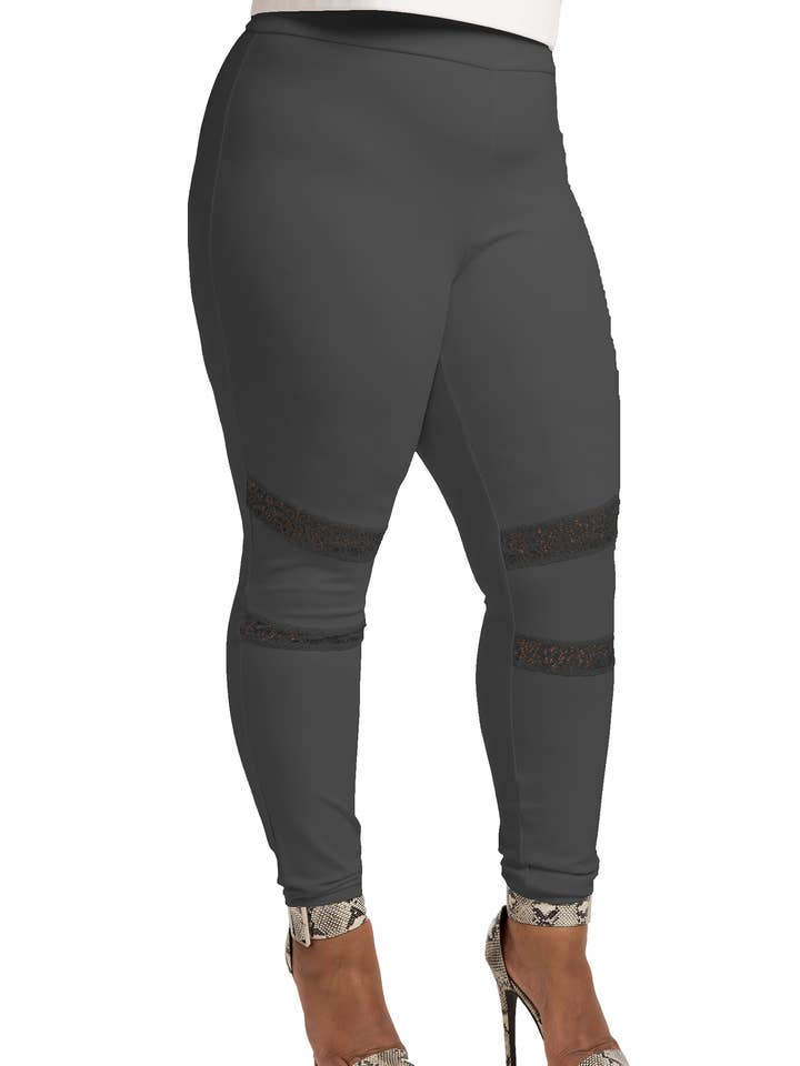 Poetic Justice Plus Size Curvy Women's Black Lace Legging for wholesale by Poetic Justice