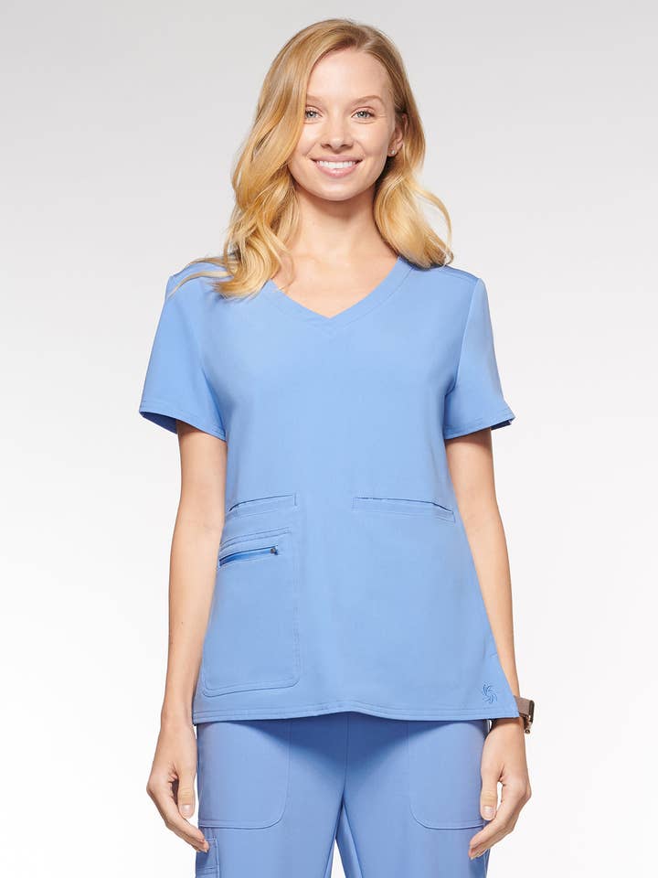 Aura Naturale - Wholesale Uniform voor gezondheidszorg - Dames - Kara Dames Ronde Hals Scrubstop met 4 Zakken (94002)12