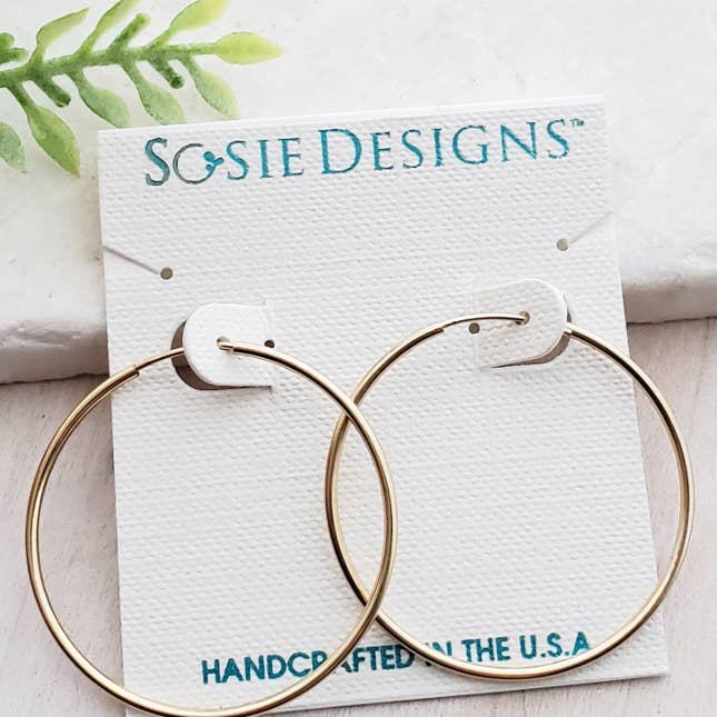 Sosie Designs - Vente Créoles - Boucles d'oreilles créoles sans fin en or rempli 14K - 35 mm