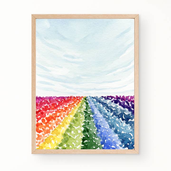 "Rainbow Fields" Watercolor Fine Art Print for wholesale by Shelly Cluff Art