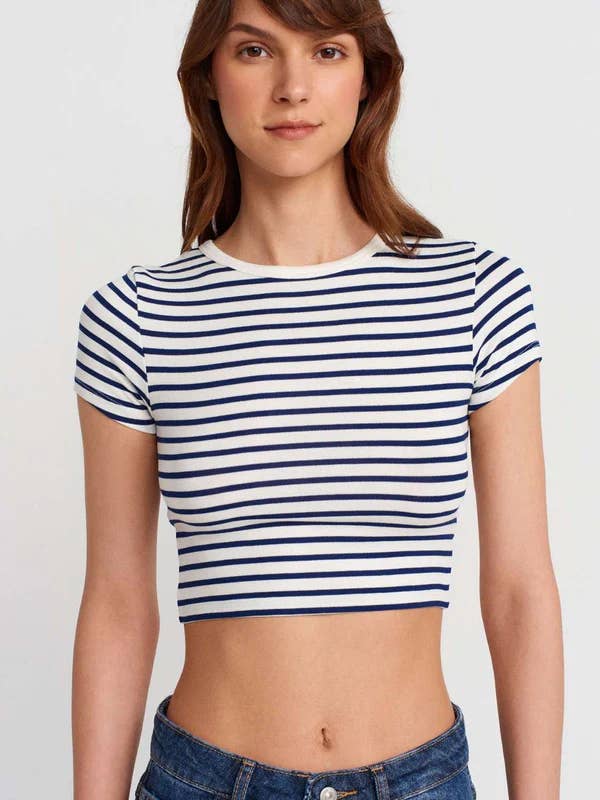 My 9Teen - Wholesale T-Shirt - Women's - Horizontal Stripes Crop Tee5