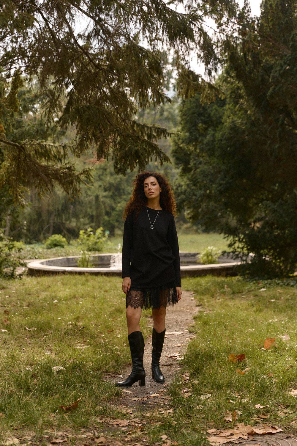 Azuri Fashion Group - Wholesale Dress - Women's - Black Angora Dress with Lace Skirt3