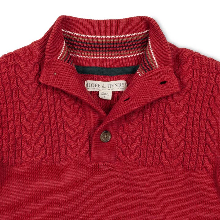 Red Cable Yoke Organic Mock Neck Sweater for wholesale on Faire1