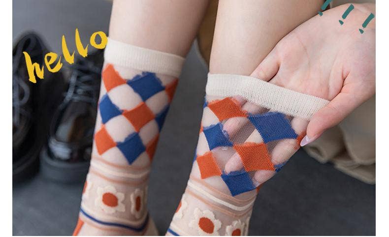 Tourtiwi - Wholesale Socks - Women's - Lace mesh breathable thin glass silk socks crystal socks5