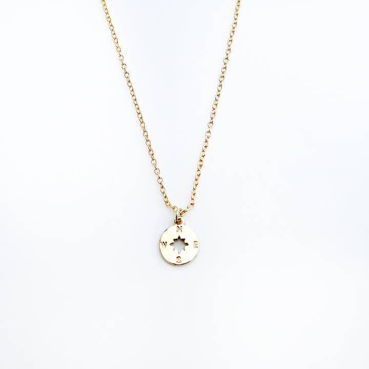 Lucky Feather – wholesale Hänge-/berlockhalsband – Mom-halsband - Jag skulle vara vilse utan dig - guld - Kompass1