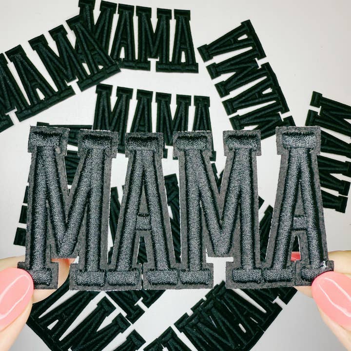 4" MAMA in WHITE or BLACK - 3D Embroidered Hat Patch for wholesale by TEELUX