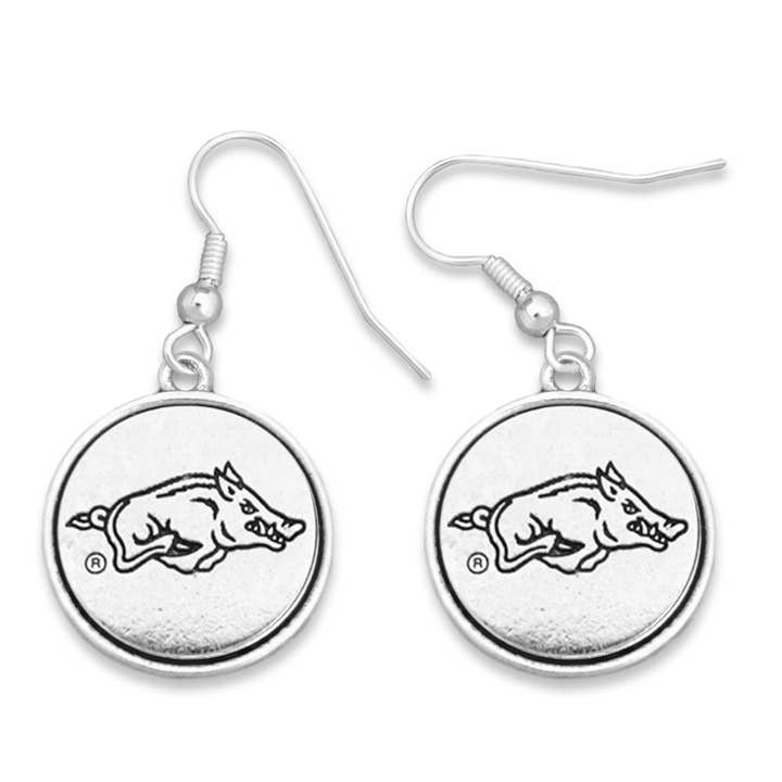Boucles d'oreilles à doublure argentée Arkansas Razorbacks pour la vente par From The Heart