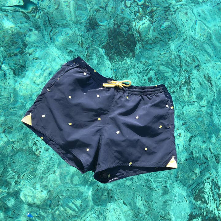 Pyque – wholesale Badshorts - Herr – ”Citroner” över hela broderade badbyxor
