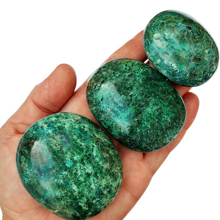 Natural Chrysocolla Palm Stone (50mm - 70mm) for wholesale by Kaia & Crystals