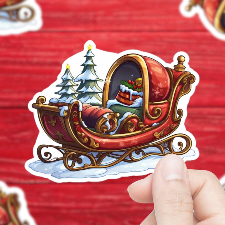 La slitta di Babbo Natale | Adesivo natalizio per la vendita all'ingrosso da parte di Mystical Clarity