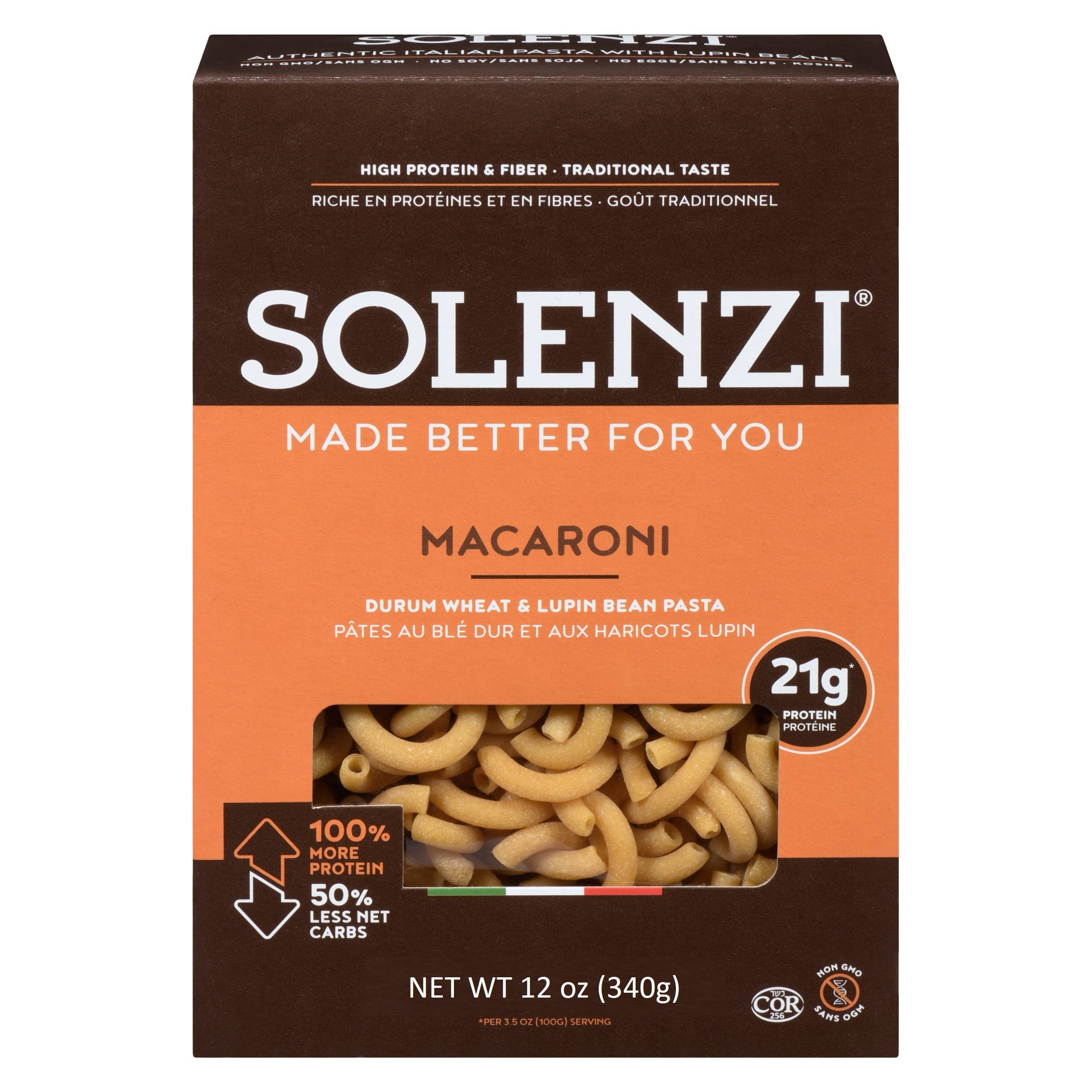 SOLENZI - Wholesale Pasta - 21g Protein Macaroni with Lupin Beans 340g 1