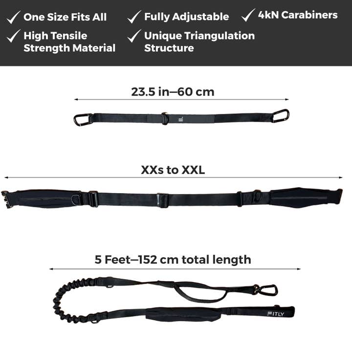 Svart FITLY Löparbälte + Hundkoppel - SVART för wholesale på Faire3