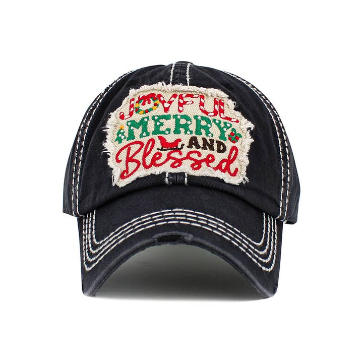 Hana - Wholesale Baseball Cap - Women's - JOYFUL Christmas Holiday Washed Vintage Baseball Cap