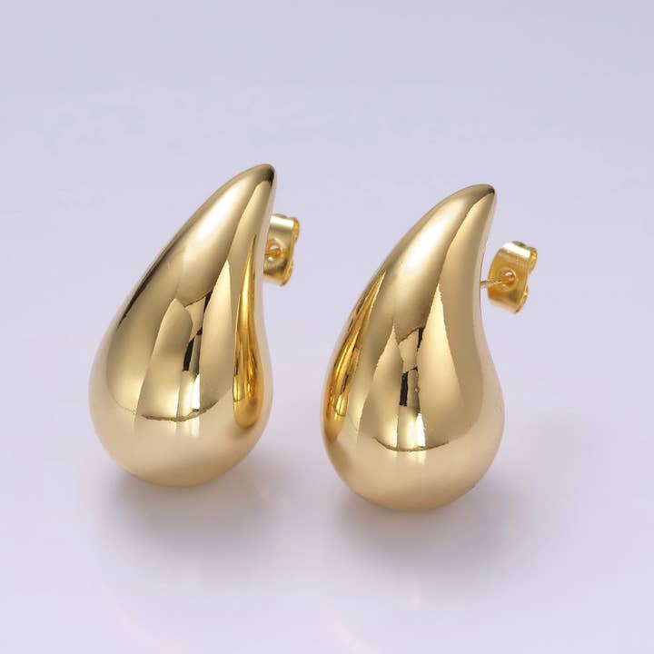 14K Gold Filled 30mm Chunky Modern Teardrop Stud Kylie Earrings | AE-194 for wholesale by Aim Eternal