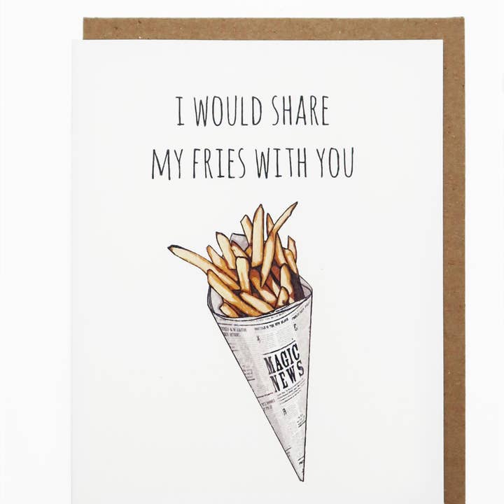 Noted By Copine - Wholesale Friendship Card - Share My Fries - Hand Illustrated Friendship Card