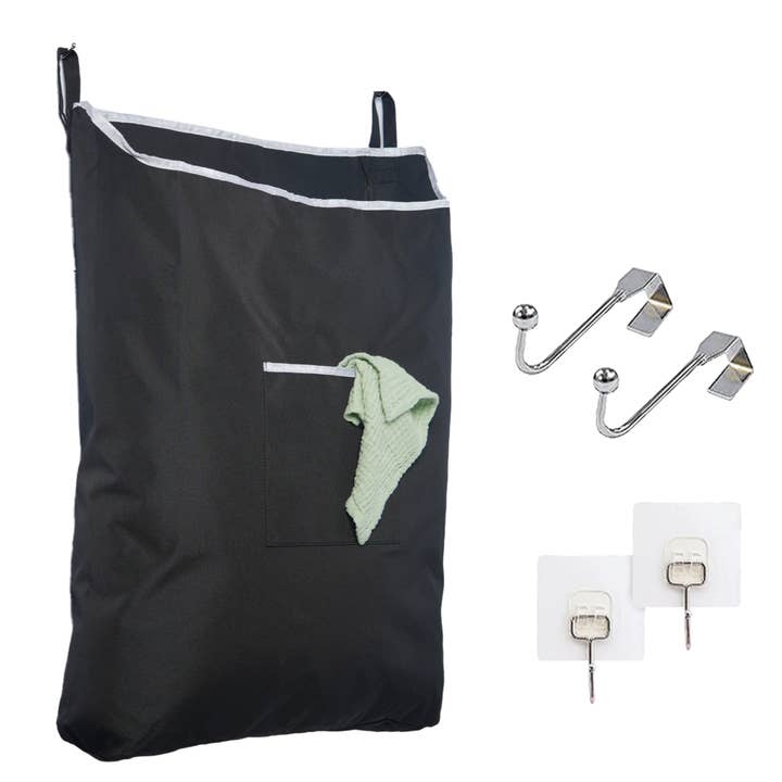 Over The Door Laundry Hamper, Black, 20” x 31” for wholesale by The Fine Living Company