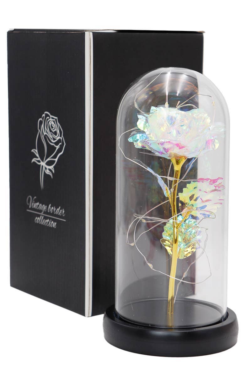 Cap Zone – wholesale Decorative tabletop object – Tall Metallic Galaxy Rose Dome Led Light Stand12