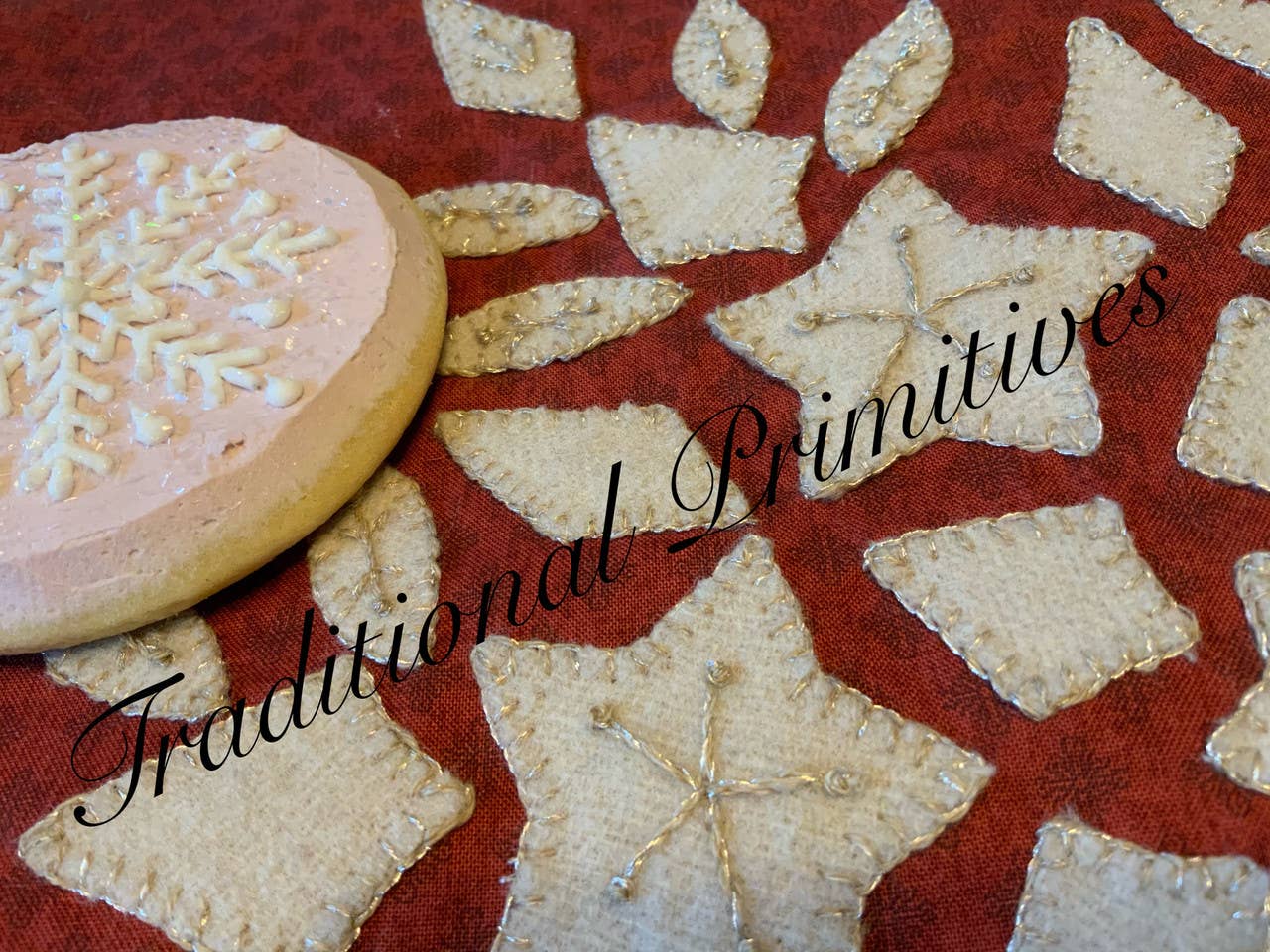 Traditional Primitives - Wholesale Craft Sewing Kit - Sugar Cookie Snowflakes Wool Applique Pattern3