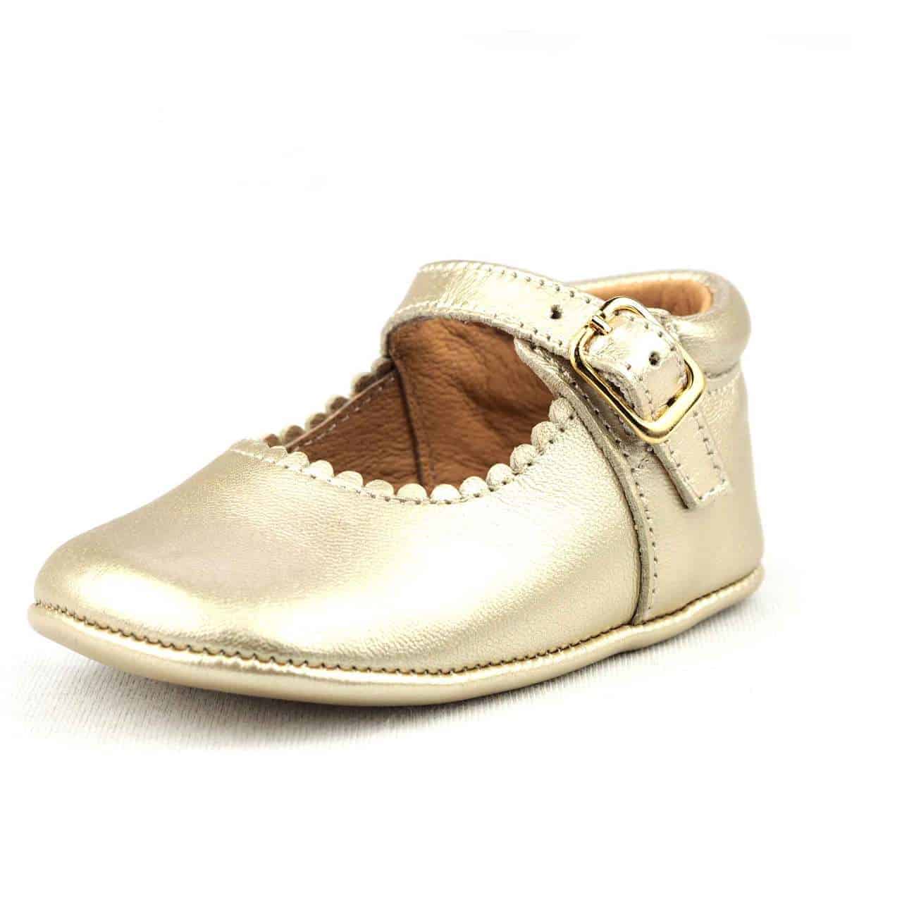 goud Klassieke leren babyschoentjes voor meisjes in goud voor groothandel op Faire1