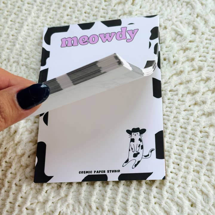 Cosmic Paper Studio - Wholesale Notepad - Meowdy cow cat notepad1
