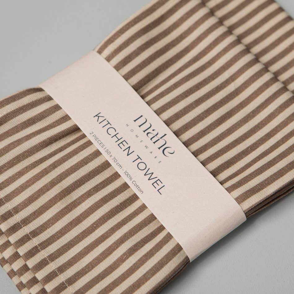Mahe Homeware - Wholesale Tea Towel - Brown Stripe Kitchen Towel Set 23