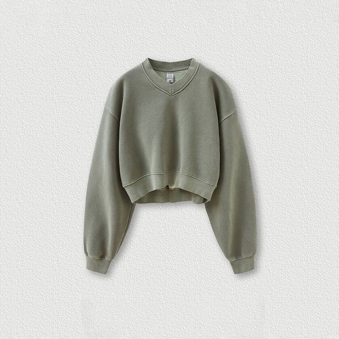 Sodalemon - Wholesale Sweatshirt - Women's - Women's washed velvet V-neck cropped sweatshirt2