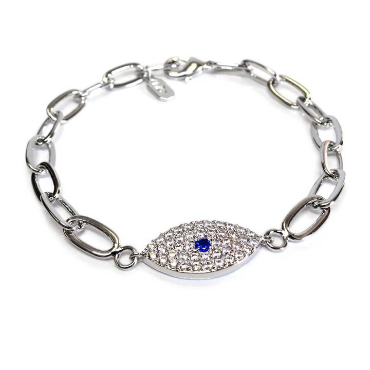 Pulseira de corrente Euro Evil Eye - Clique para ver as opções de cores por atacado de Liza Schwartz Jewelry
