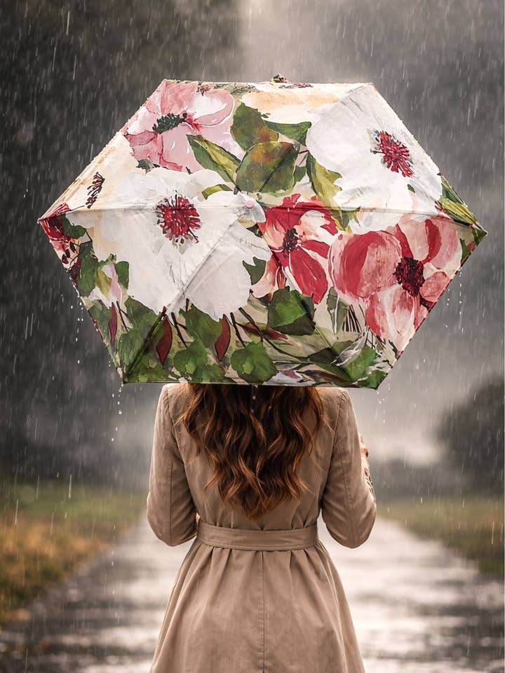 Floral Bloom Print Umbrella with Travel Case (Mini) for wholesale by Fashion Scarf World