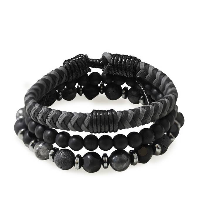 SET OF 3 MEN'S BRACELETS WITH STONES for wholesale by AMORINO SRL