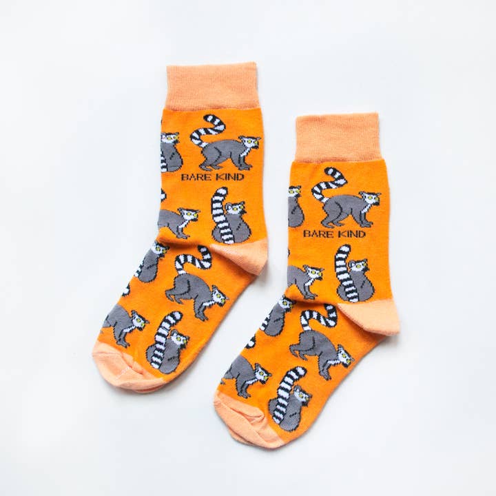 Bare Kind Socks - Wholesale Socks - Unisex - Lemur Socks | Bamboo Socks | Orange Socks | Funky Socks