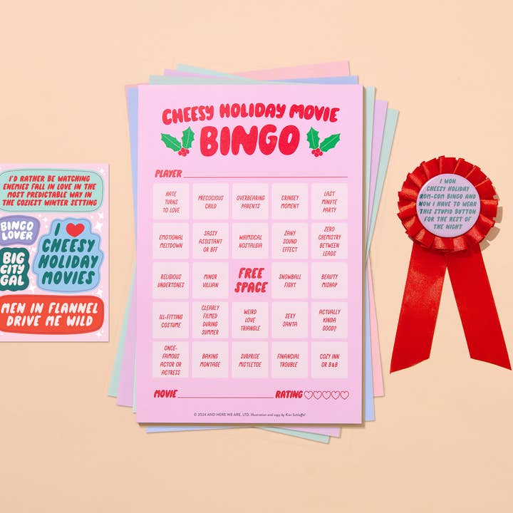 And Here We Are - Wholesale Board Game - Cheesy Movie Bingo - Cheesy Holiday - Stocking stuffer, Holiday, Gift Guide1